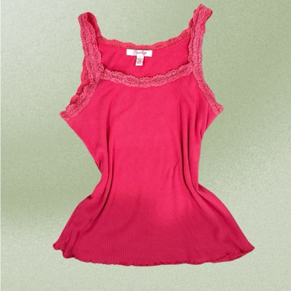 Hot pink lace cami tank top brand is Lena
